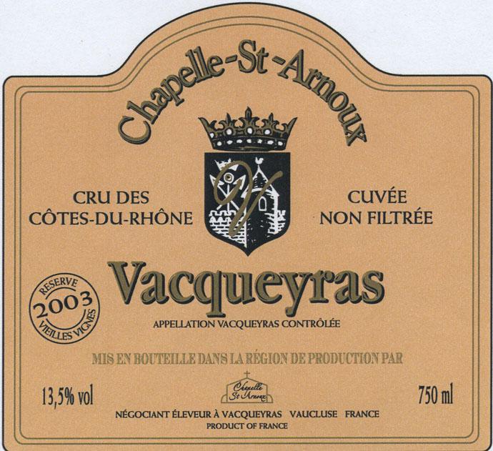 Chapelle St. Arnoux Vacqueyras