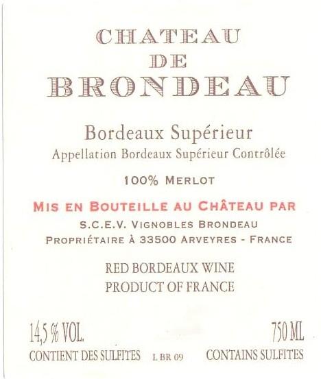 Chateau De Brondeau Bordeaux Supérieur