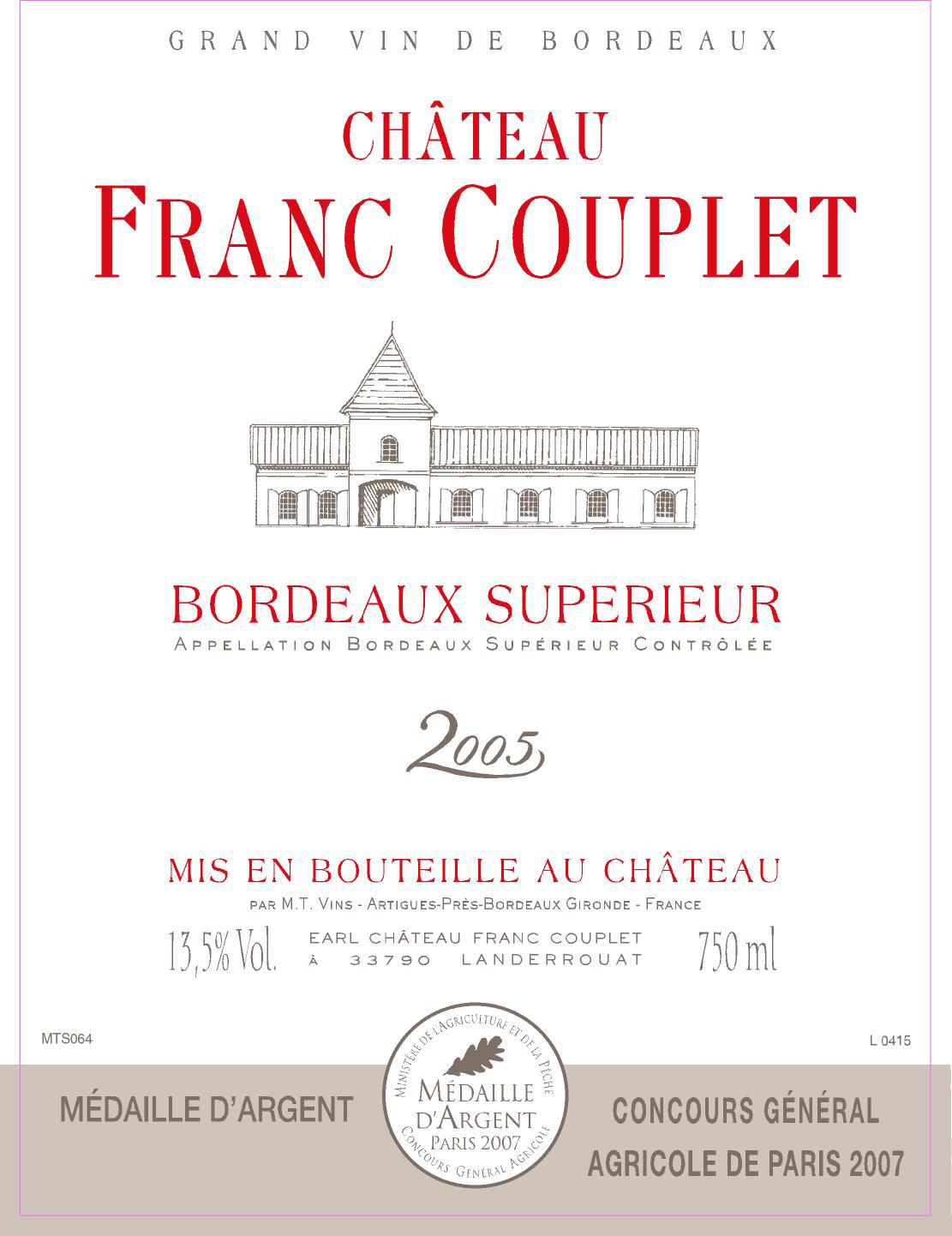 Chateau Franc - Couplet Red Table Wine