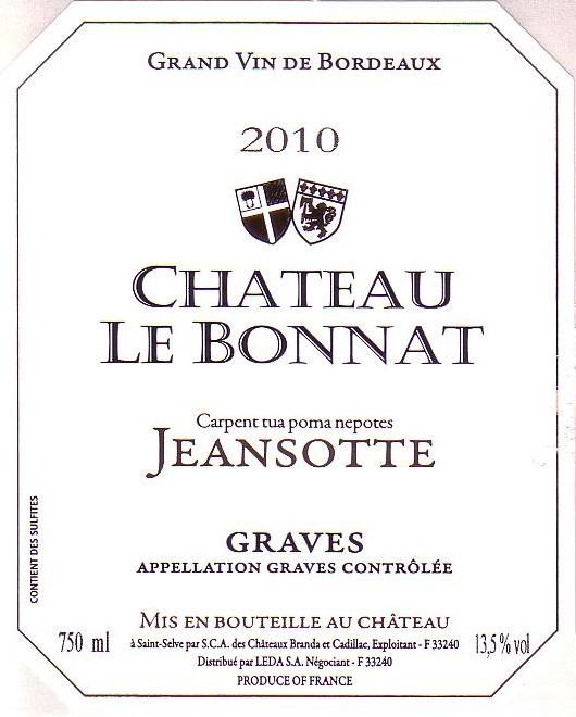 Chateau Le Bonnat Grand Vin De Bordeaux