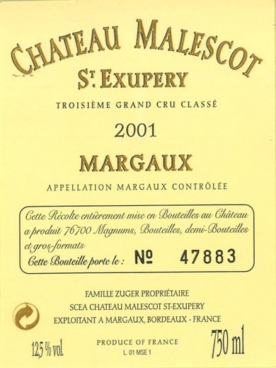 Malescot S : Exupery Troisième Grand Cru Classé