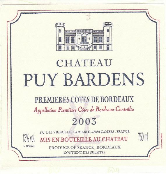 Puy Bardens Premieres Cotes De Bordeaux