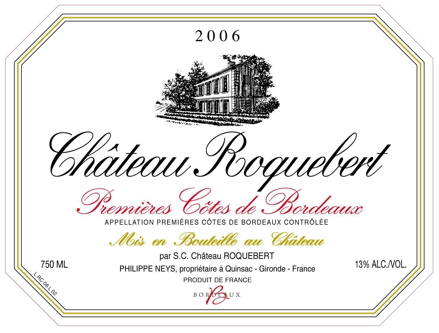 Lions Wines Chateau Roquebert Premières Côtes De Bordeaux