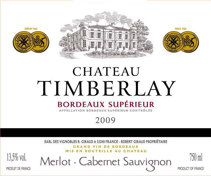Timberlay Merlot Cabernet Sauvignon Cabernet Franc Bordeaux Supérieur