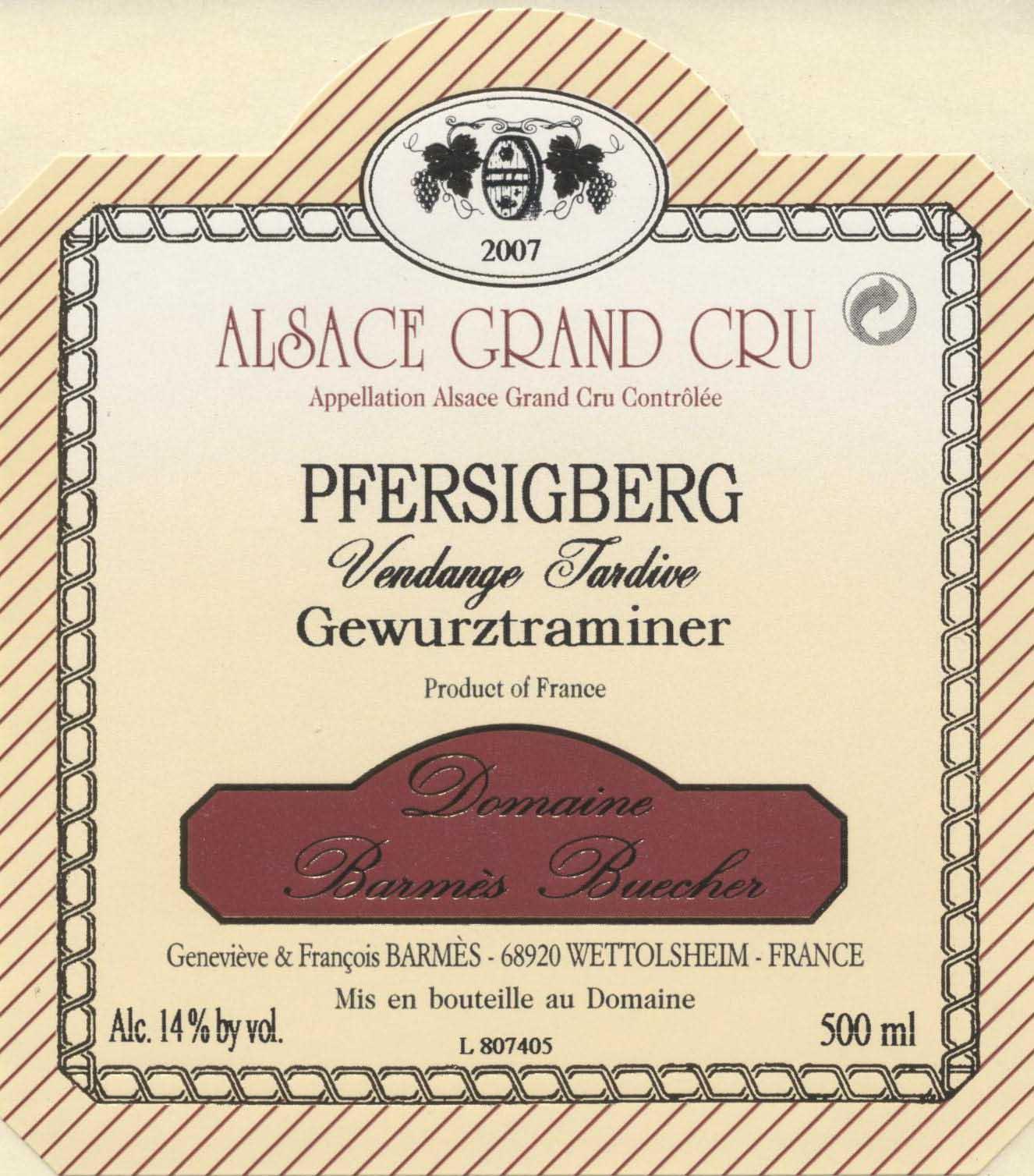 Pfersigberg Vendange Tardive