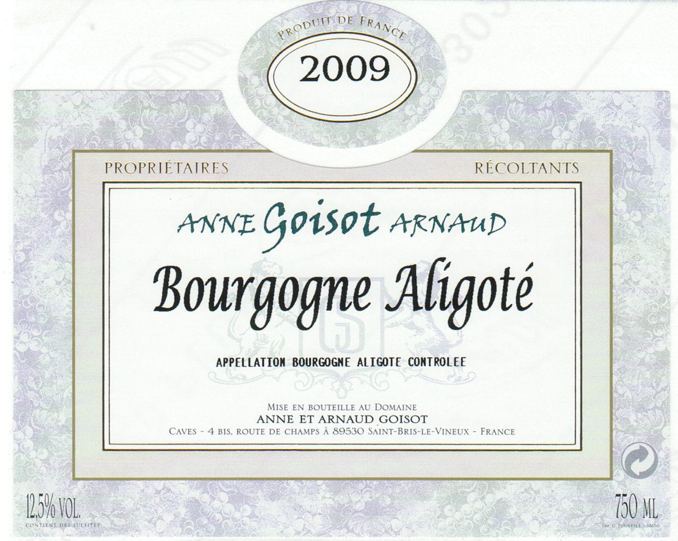 Bourgogne Aligote Aoc White Table Wine