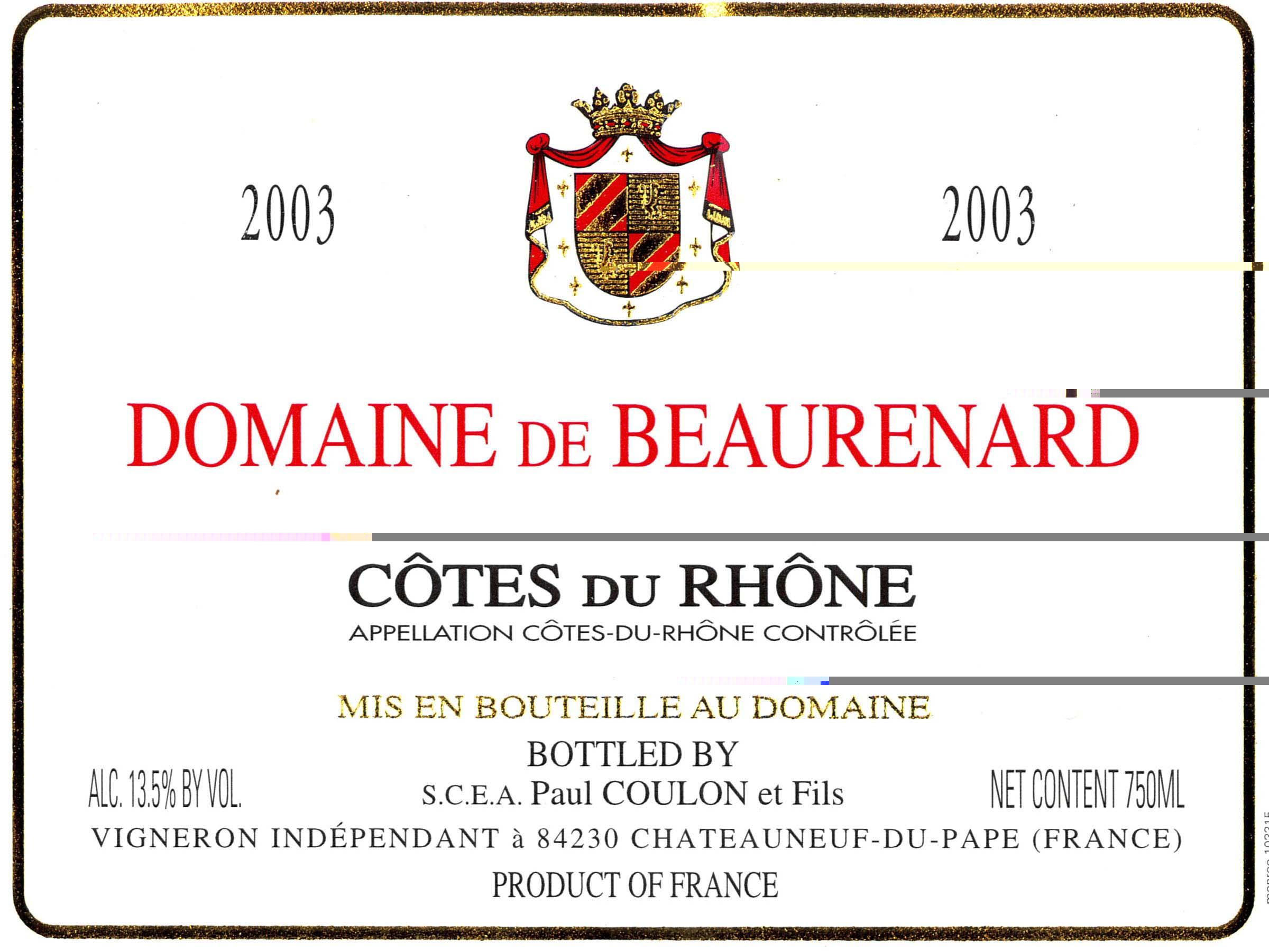 Domaine De Beaurenard Côtes Du Rhône Aoc