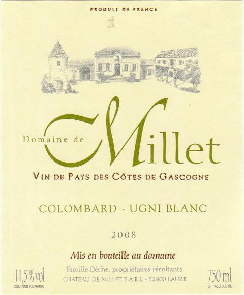 Domaine De Millet Vin De Pays Des Cotes De Gascogne White Wine