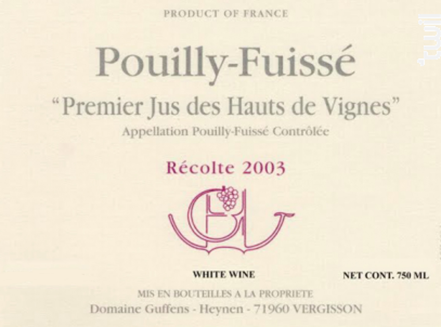 Premier Jus Des Hauts De Vignes