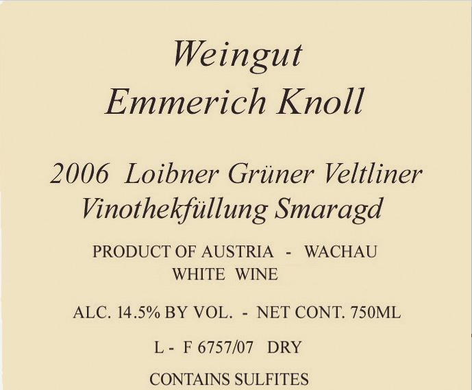 Loibner Vinothekfullung Smaragd