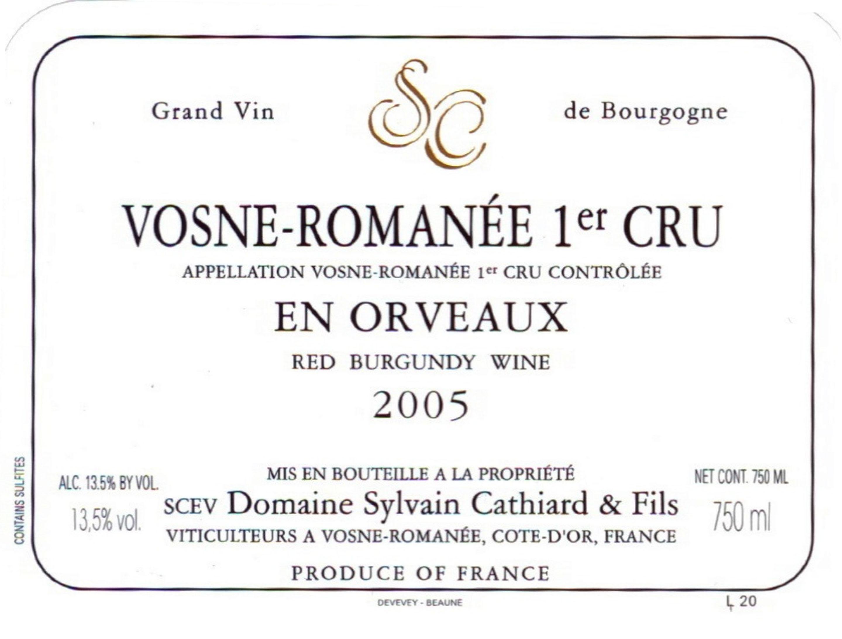 Grand Vin Se Vosne - Romanée 1er Cru