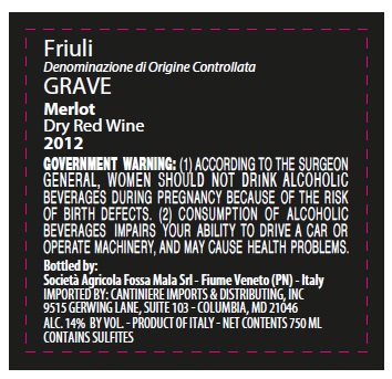 Grave Merlot Dry Red Wine