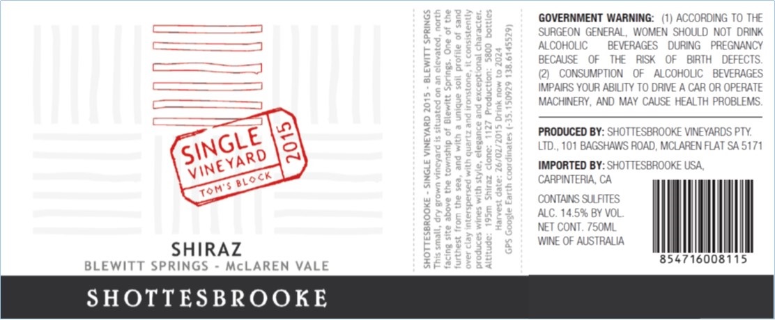 Single Vineyard "Tom's Block"