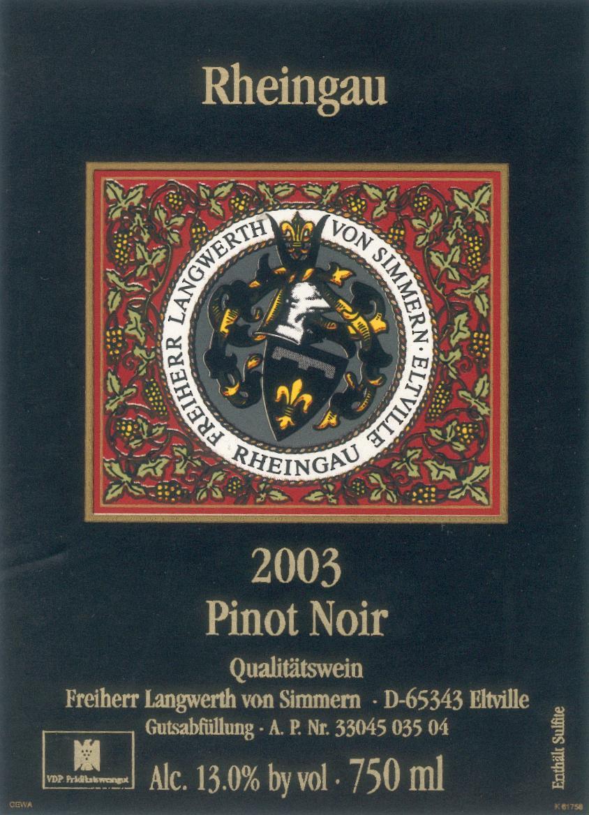 Rheingau Qualitätswein Pinot Noir
