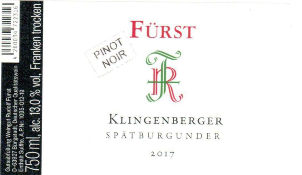 Pinot Noir Fürst R Klingenberger Spätburgunder