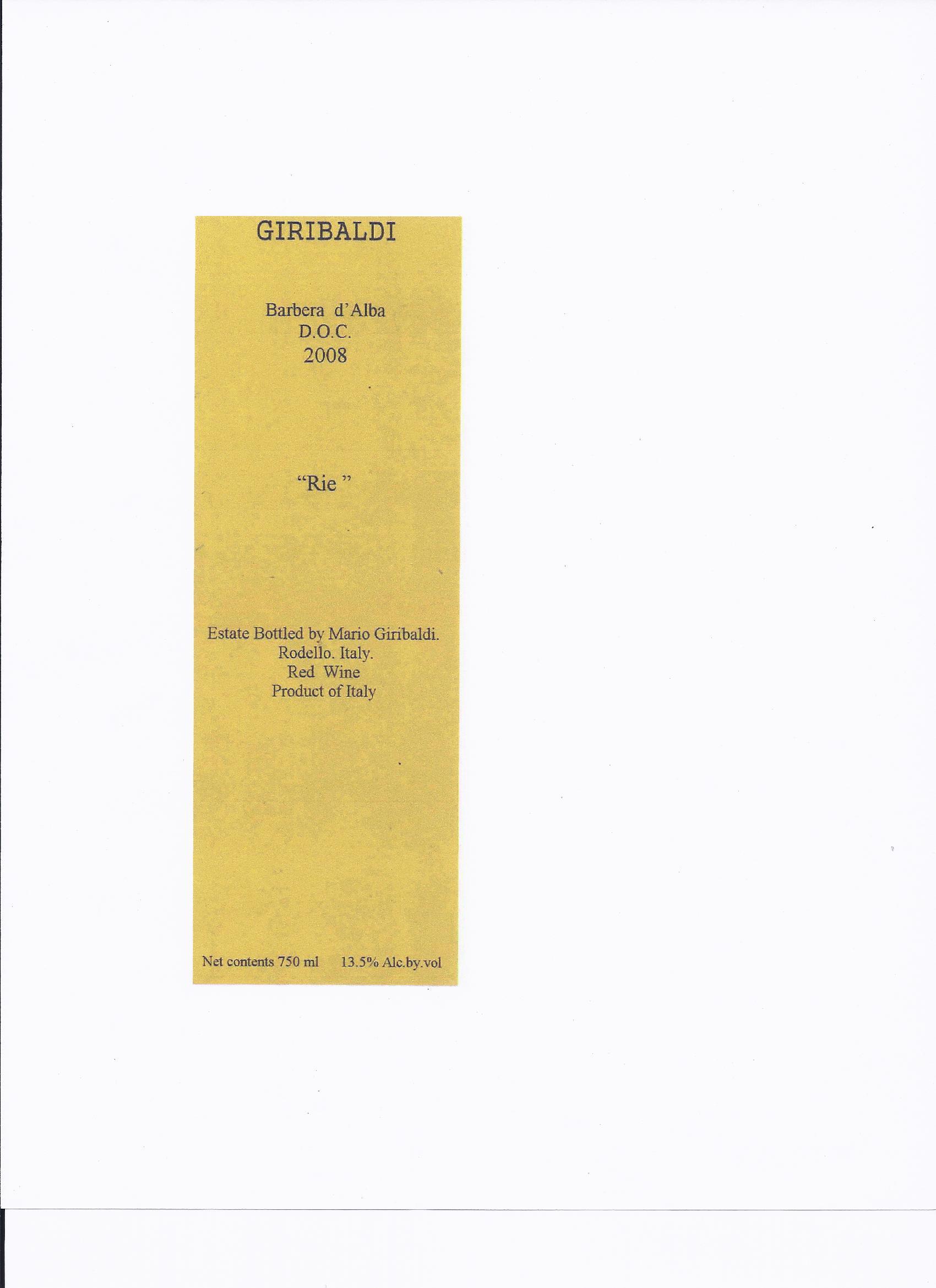 Giribaldi Barbera D'alba D.O.C.
