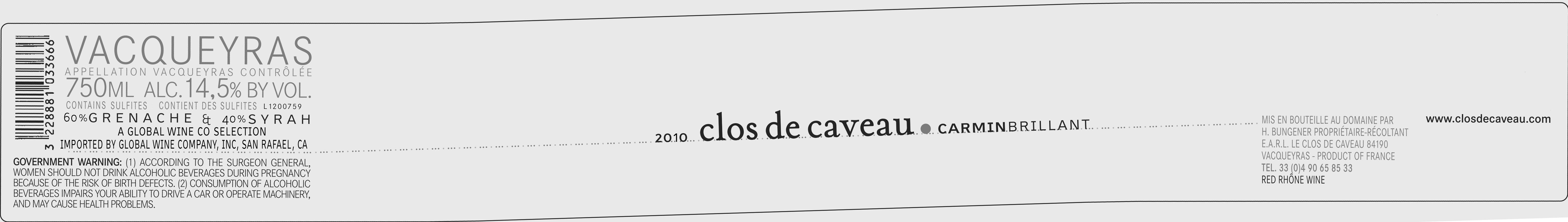 Clos De Caveau Carmin Brillant