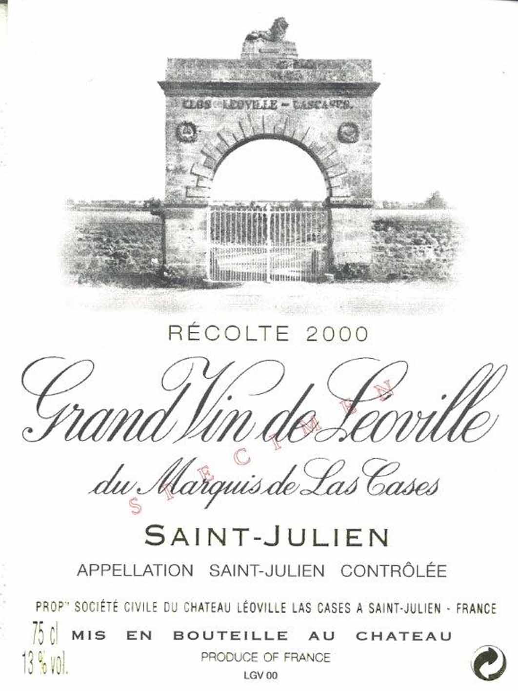 Grand Vin De Leoville Du Marquis De Las Cases