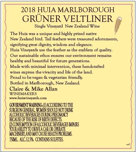 Huia Marlborough Grüner Veltliner