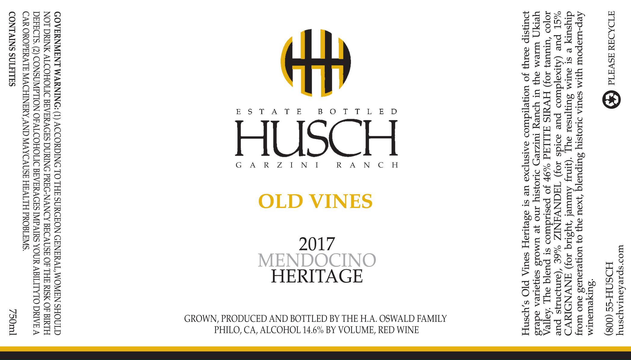 Husch Garzini Ranch Old Vines