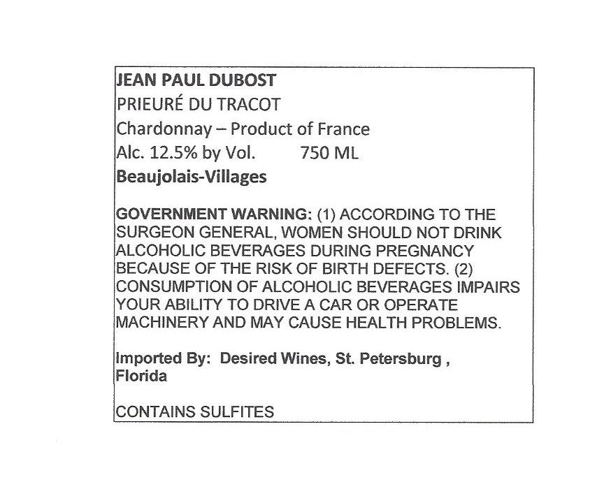 Prieuré Du Tracot Chardonnay