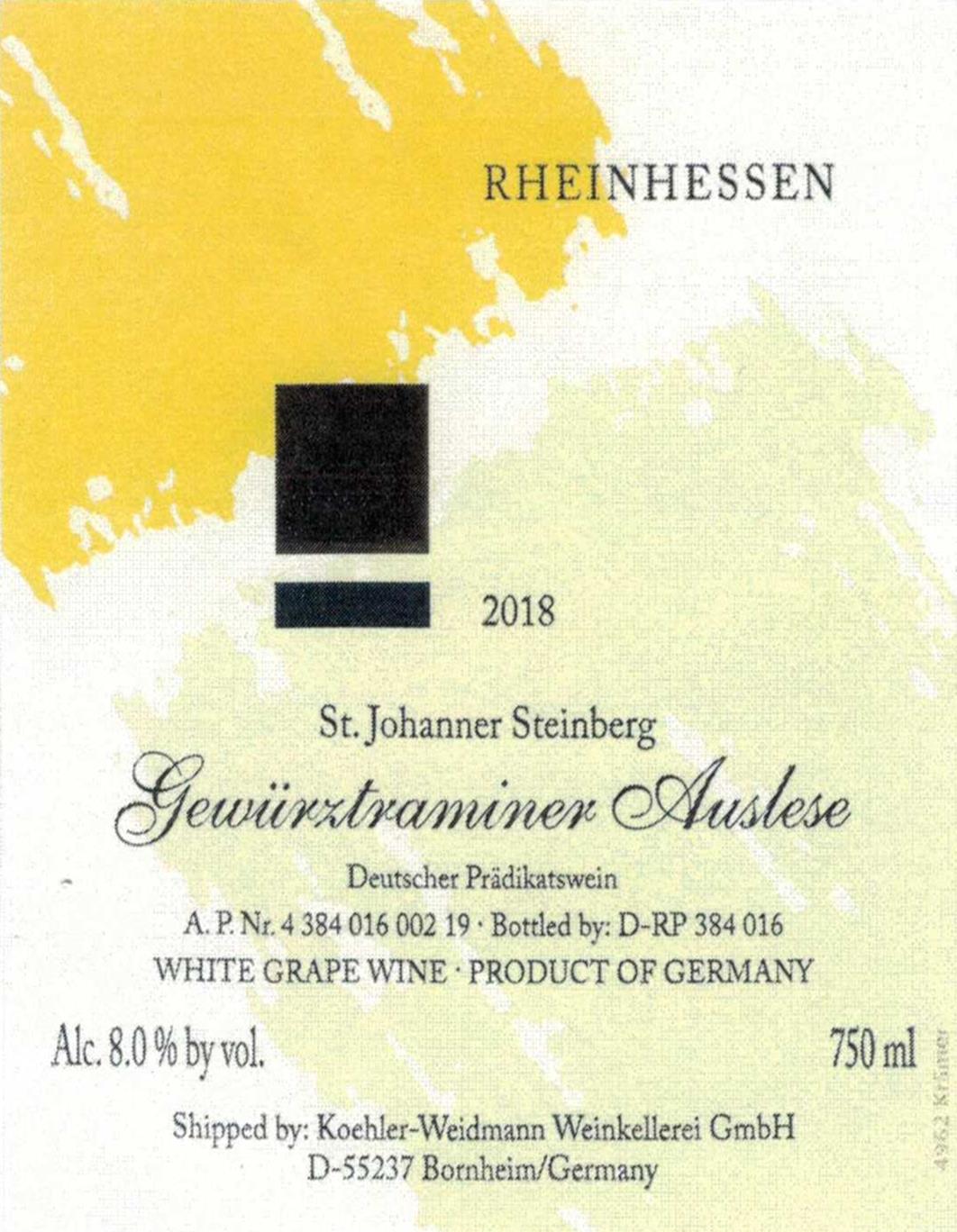 St. Johanner Steinberg Gewürztraminer Auslese