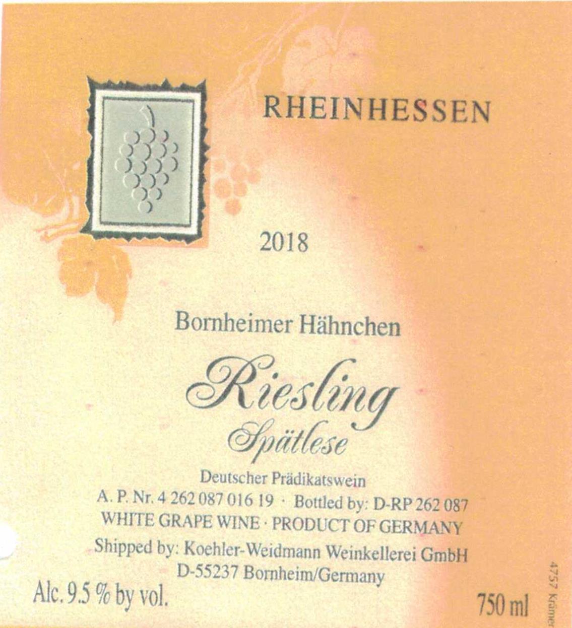 Bornheimer Hähnchen Riesling Spätlese