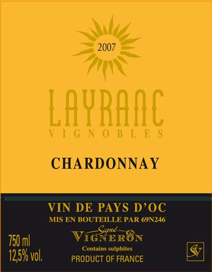 Chardonnay Vin De Pays D'oc