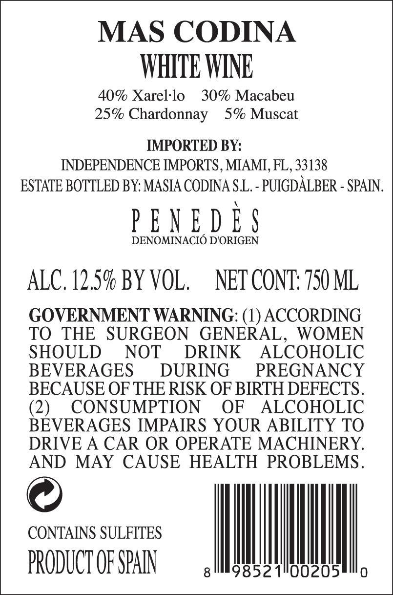 Mas Codina White Wine