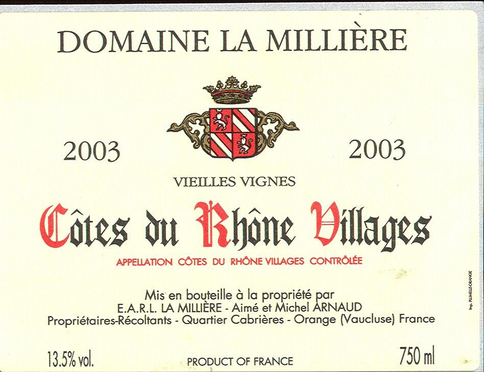 La Millière Côtes Du Rhône Villages