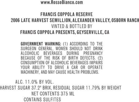 Reserve Late Harvest Semillon