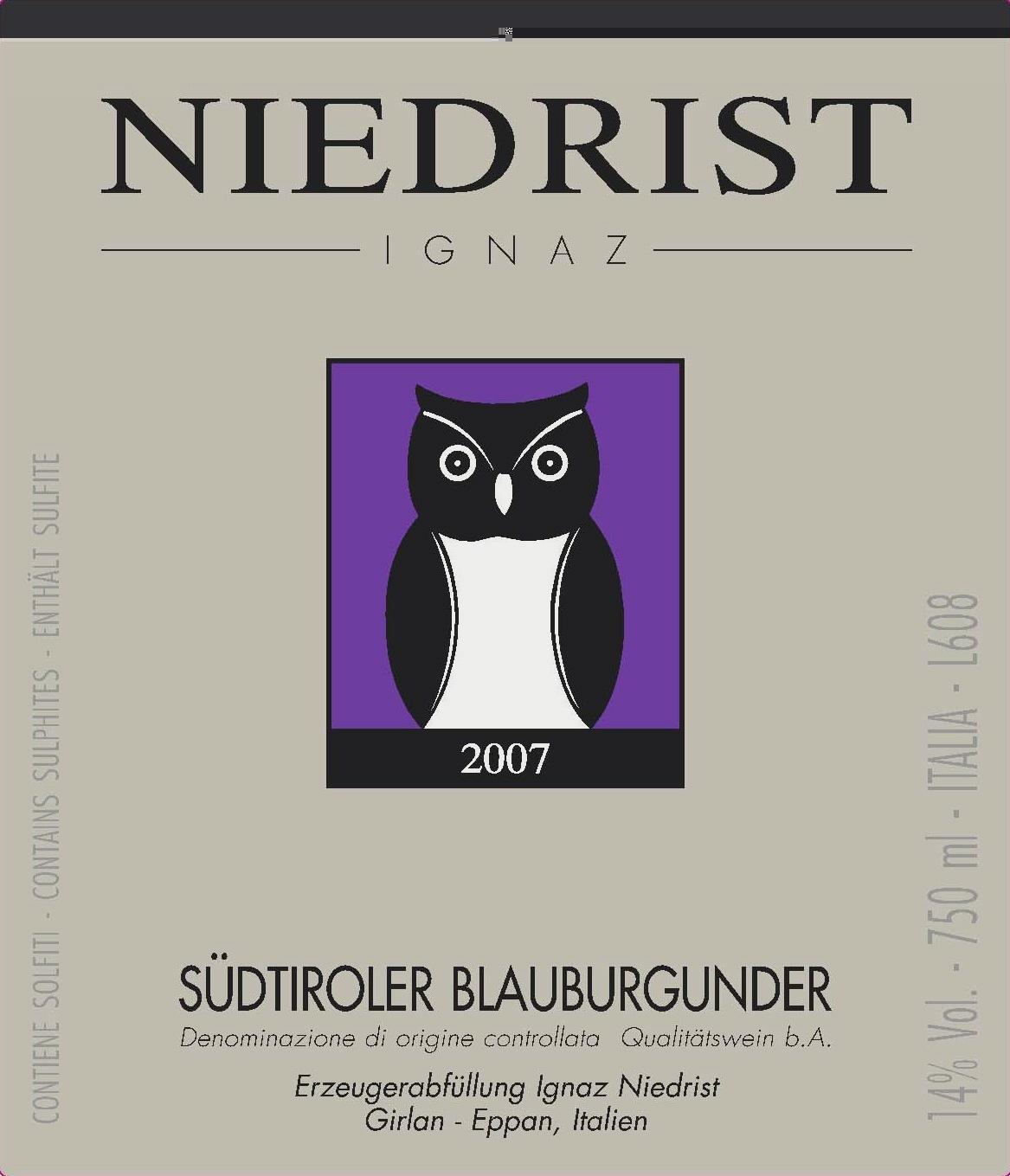 Alto Adige Blauburgunder Red Wine